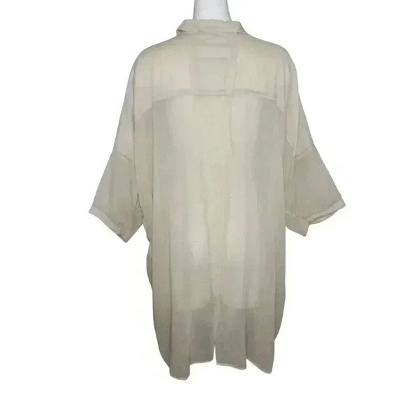 Rundholz Dip Lagenlook Tunic Dress Tan Oversized Large Pocket Button Up One Size - Picture 3 of 4